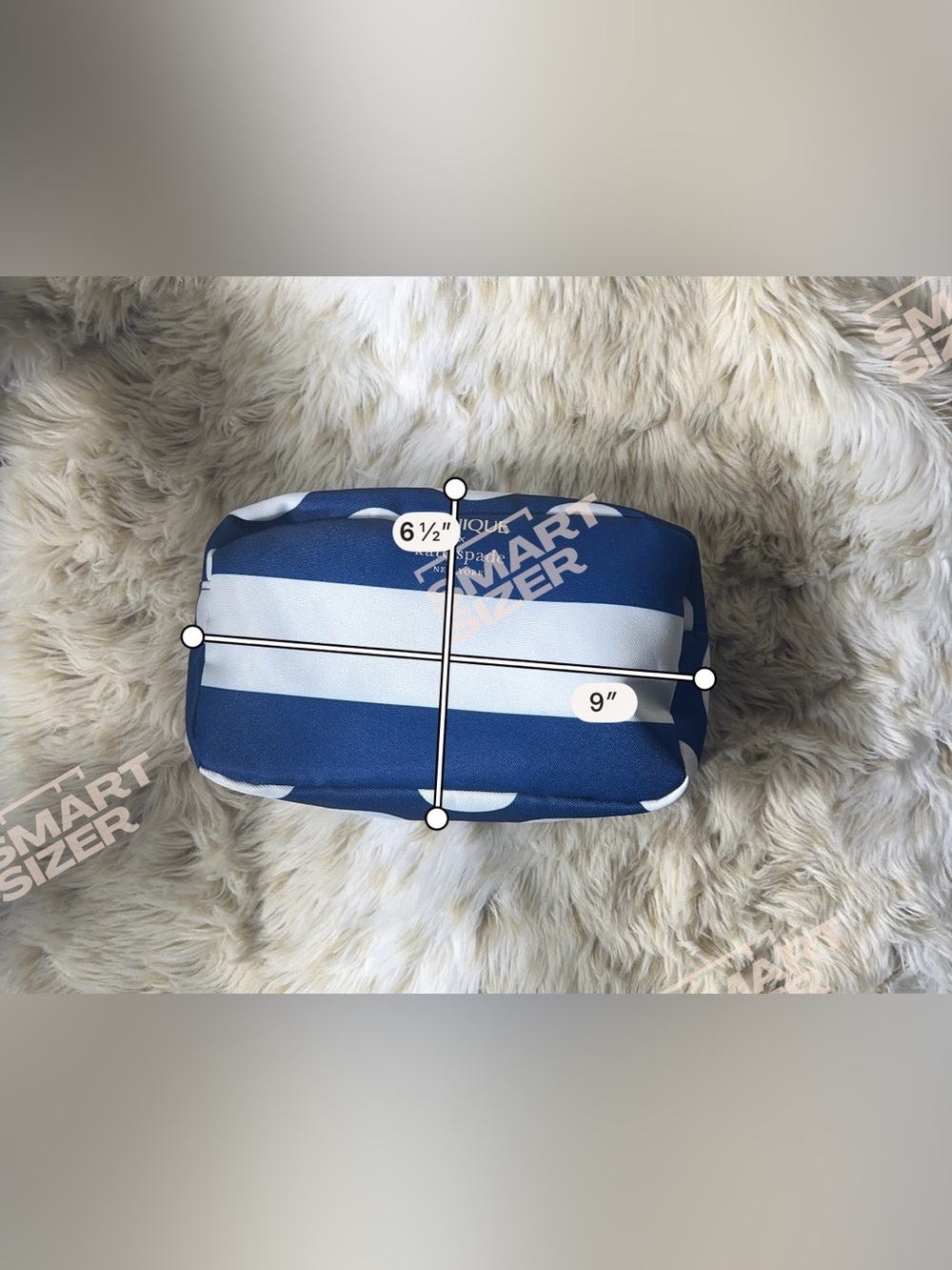 Clinique x Kate Spade Navy Blue White Striped Polka Dot Cosmetic Makeup Bag - Picture 7 of 8